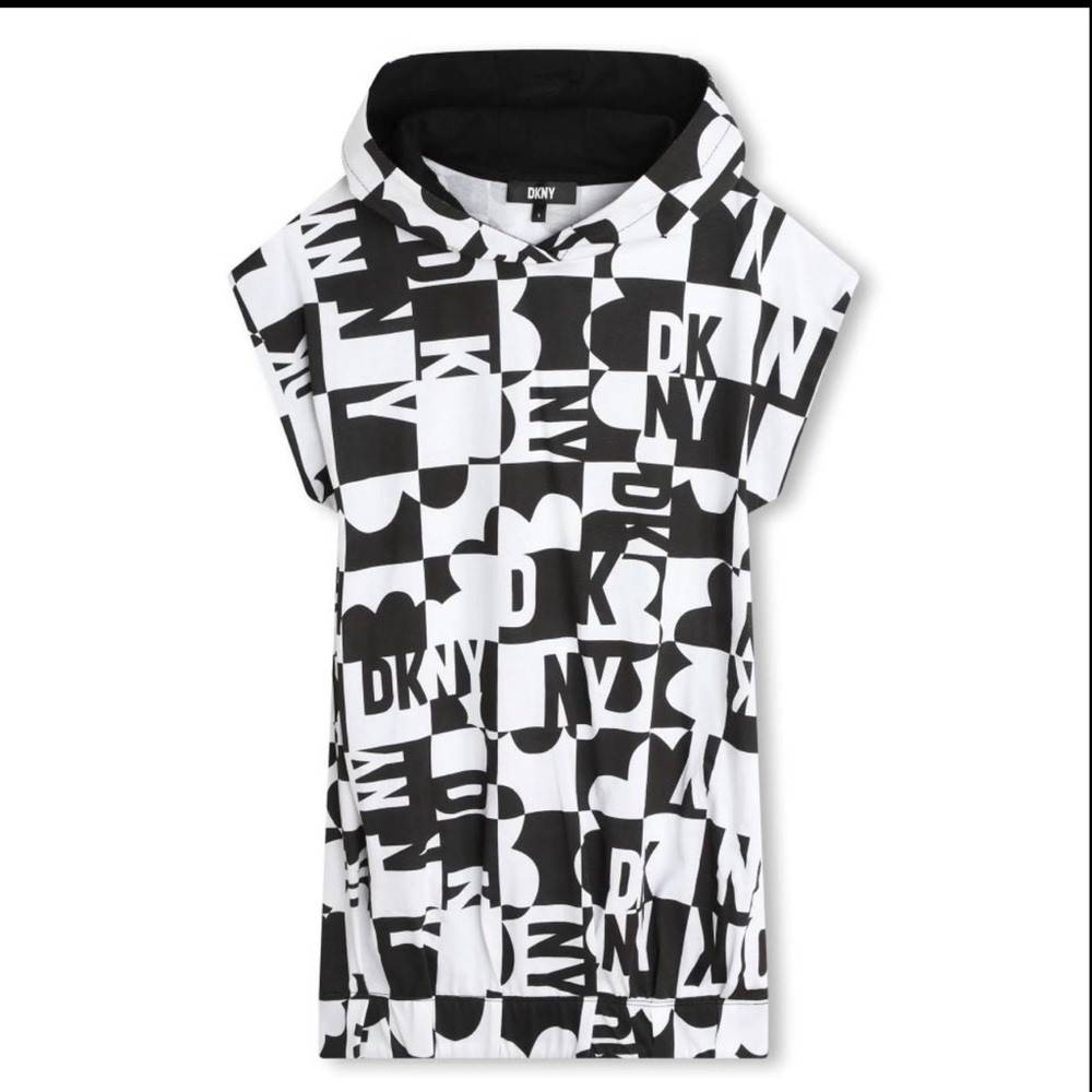 DKNY hooded checked dress